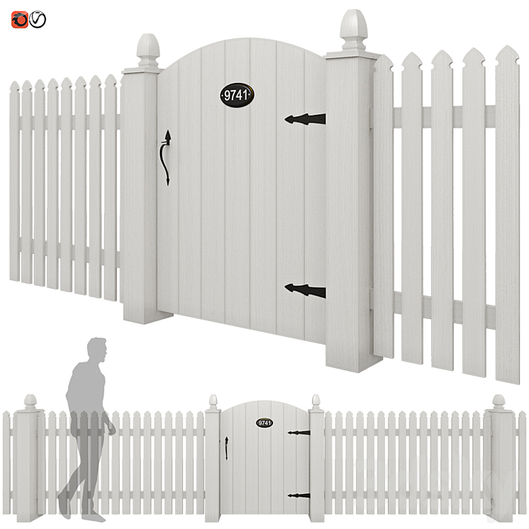 White picket fence_01 3D Model