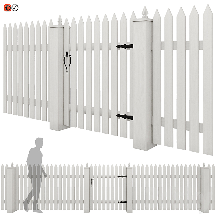 White picket fence_03 3D Model