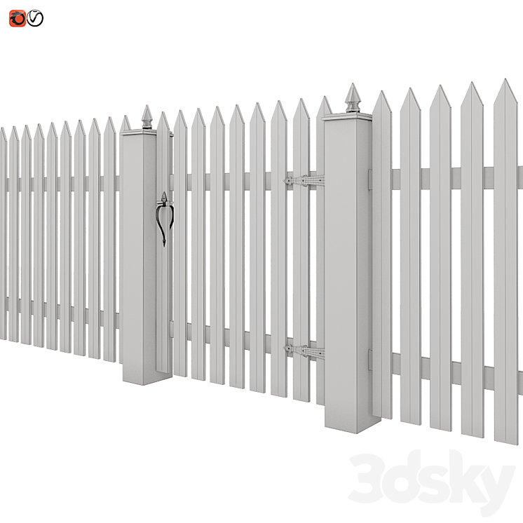 White picket fence_03 3DS Max - thumbnail 2