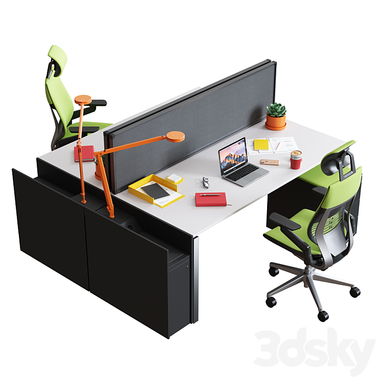 Steelcase – Office Table FrameOne Work Space 3DS Max - thumbnail 2
