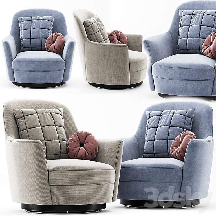 Larkin Upholstered Swivel Armchair Arm chair 3D model