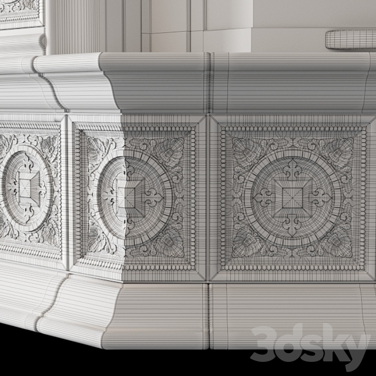 Corner stove with tiles 3D Model Free