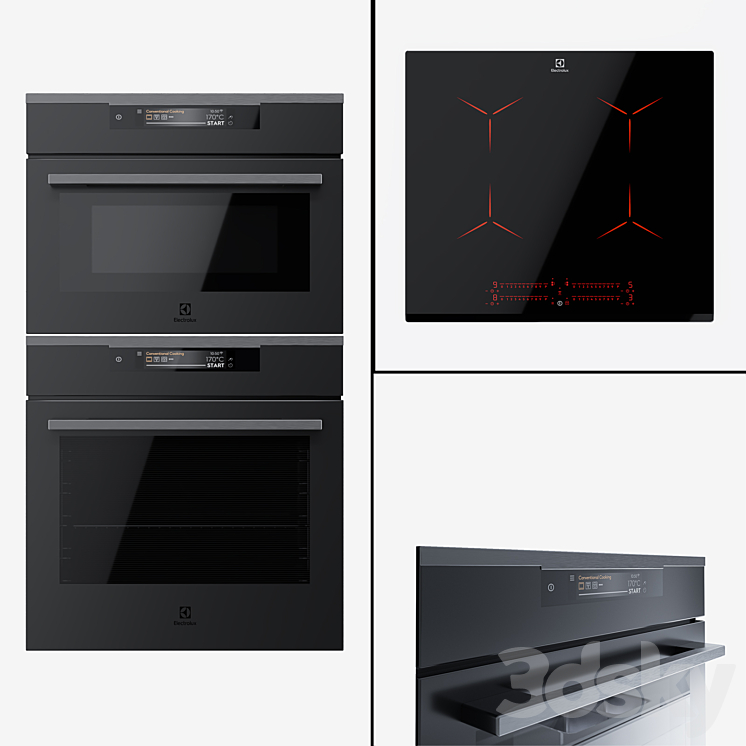 Electrolux – Oven KOEAP31WT compact oven KVLAE00WT and hob IPE6492KF. 3DS Max - thumbnail 1