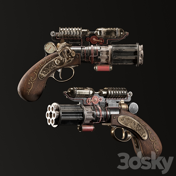 Decorative Steampunk Gun 3D Model