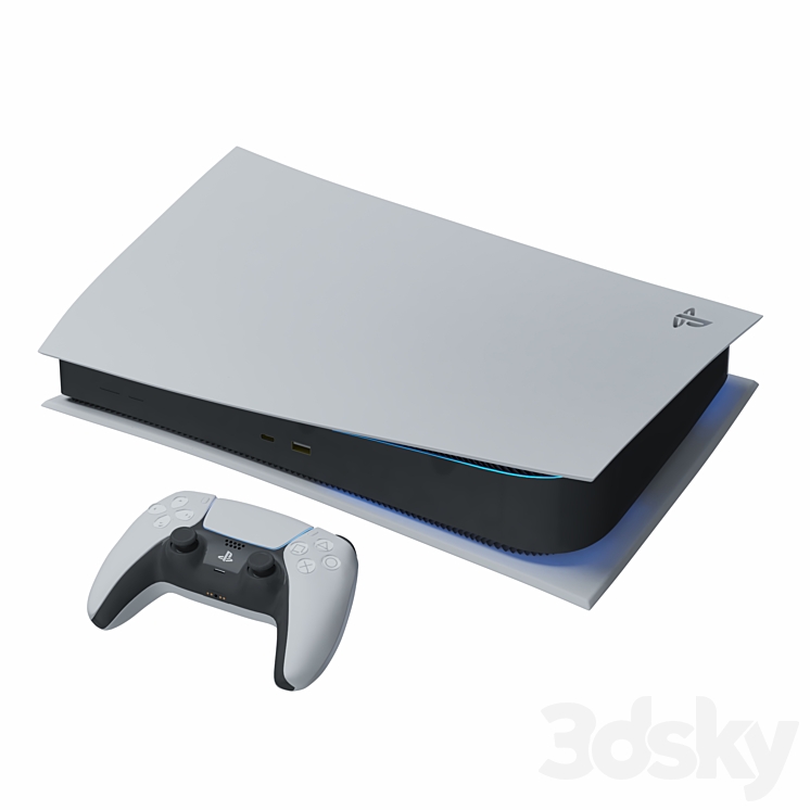 Sony PlayStation 5 console with ps5 gamepad 3D Model