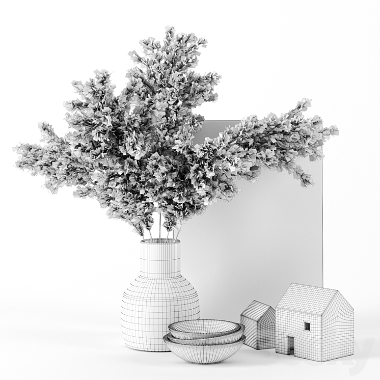 decor set 15 with Pampas Grass 3D Model