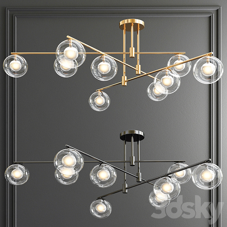 Orb Glass Shade Chandelier 3DS Max - thumbnail 1