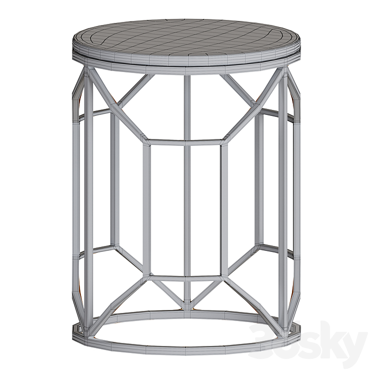 Coffee table in marble and metal by Glasar 3D Model