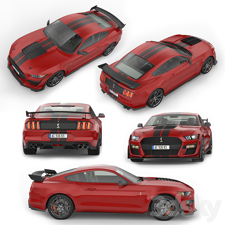 Ford Mustang Shelby GT500 2020 with HQ Interior 3D Model