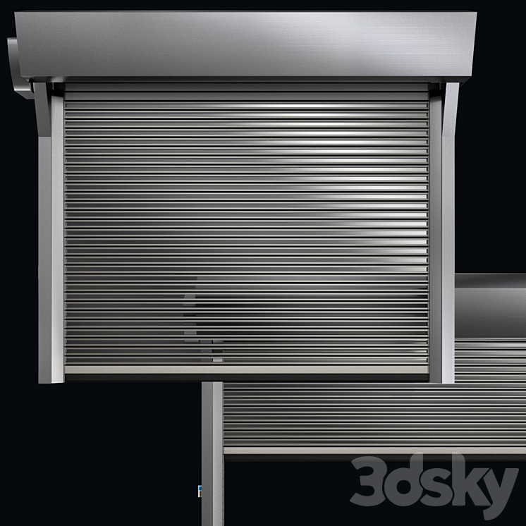 Metal industrial high speed door with horizontal transparent lamellas 3DS Max - thumbnail 1