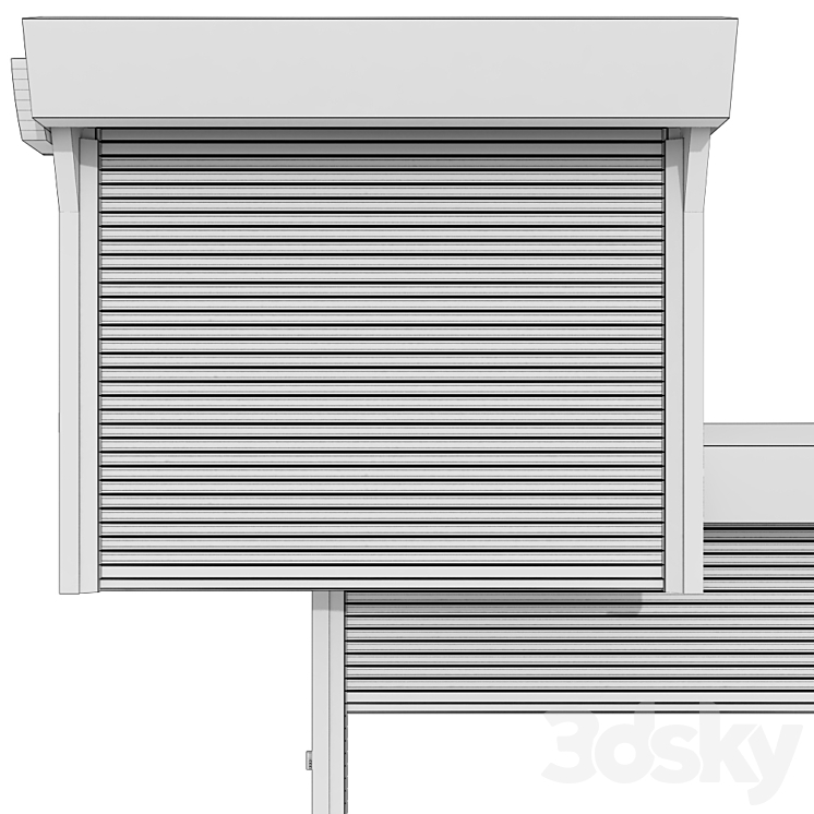 Metal industrial high speed door with horizontal transparent lamellas 3DS Max - thumbnail 2