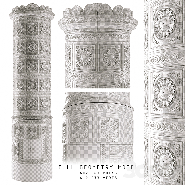 Decorative XIX. century tiled stove 3D Model
