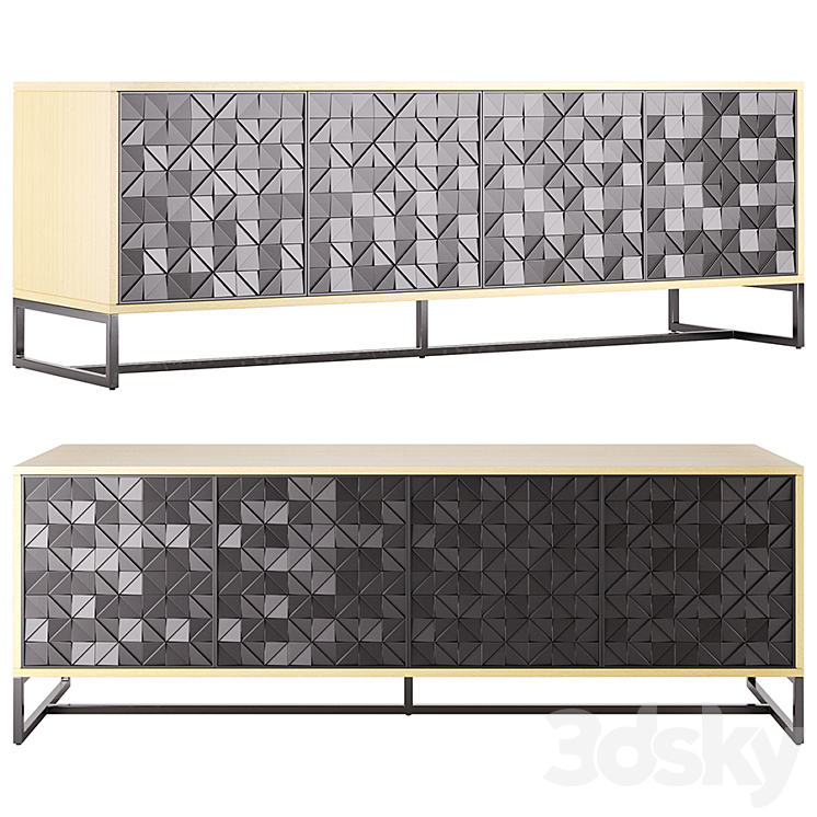 Crate and Barrel / Renard 68 "Carved Media Console Sideboard & Chest