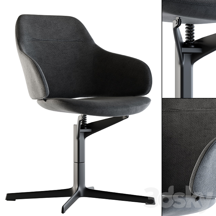 Office Chair Modern Fabric 3DS Max Model - thumbnail 1