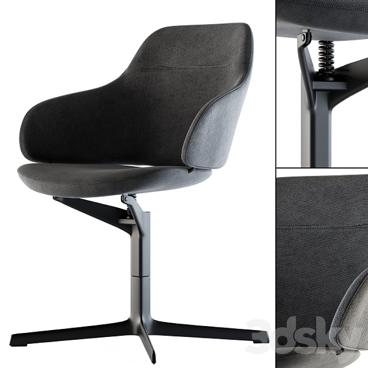 Office Chair Modern Fabric 3DS Max Model - thumbnail 2