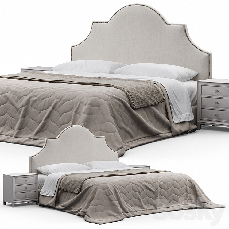 Sedgefield King Upholstered Bed 3DS Max Model - thumbnail 2