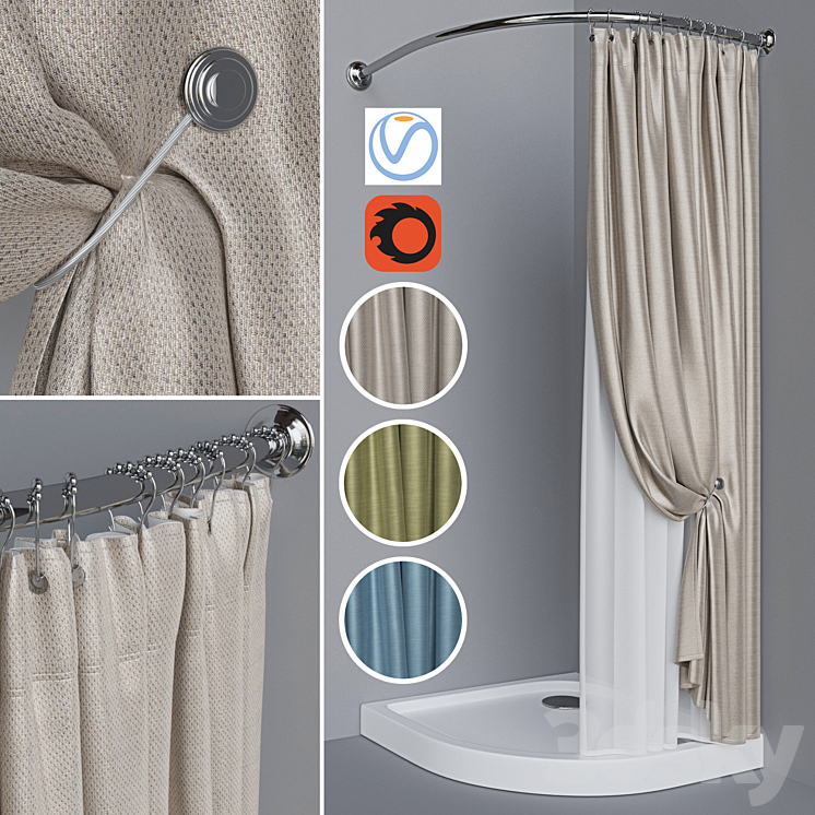 Shower curtain 1 3D Model