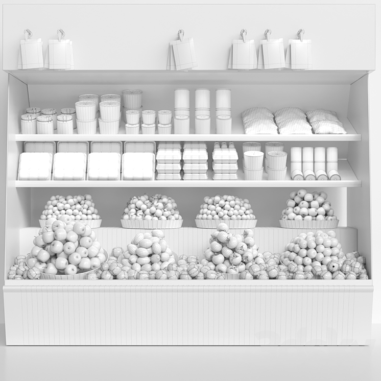 Showcase in a supermarket with fruits and vegetables. Fruits and vegetables 3DS Max - thumbnail 2