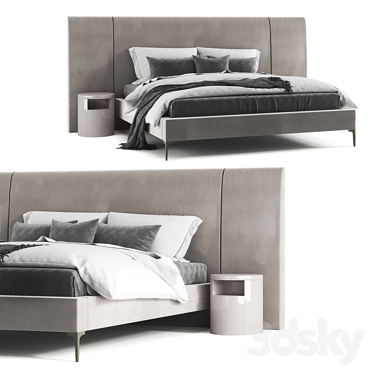 West Elm Andes Wide Bed 3DS Max - thumbnail 2