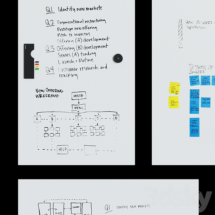 PolyVision - WhiteBoard Sans Serif Flow 3D Model