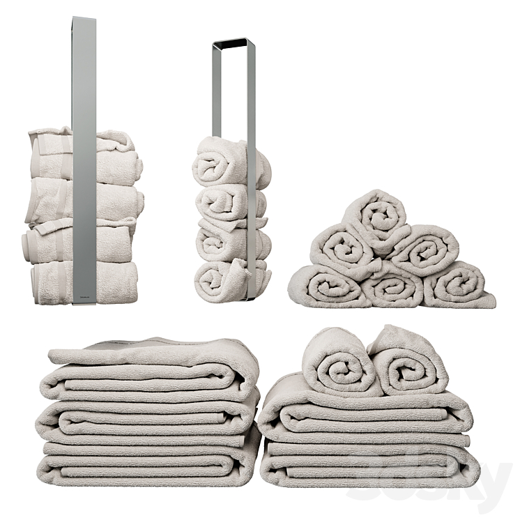 Blomus towel set with holder 3DS Max - thumbnail 1