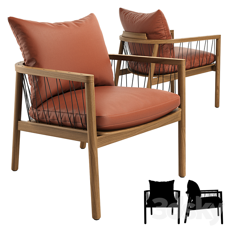 Kerry Lounge Chair Tate Walnut Extendable Midcentury Dining Table 3D Model