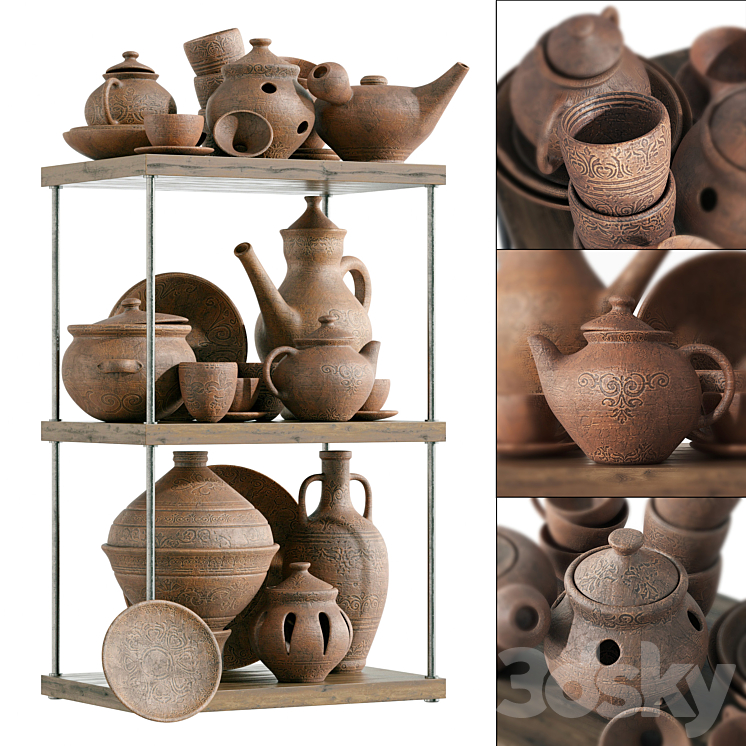 Dishes clay rack n11 \/ Clay crockery rack Free Download