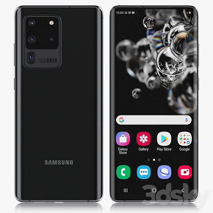 Samsung Galaxy 20 Ultra 5G Cosmic Black 3D Model