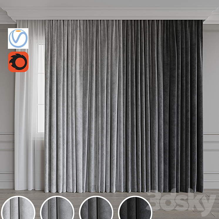 Set of curtains 65 3DS Max - thumbnail 1