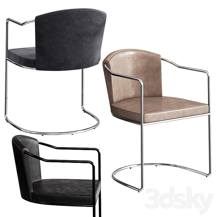 Cb2 Cleo Cantilever Chair 3DS Max Model - thumbnail 1