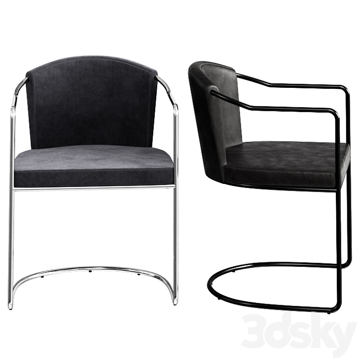 Cb2 Cleo Cantilever Chair 3DS Max Model - thumbnail 2