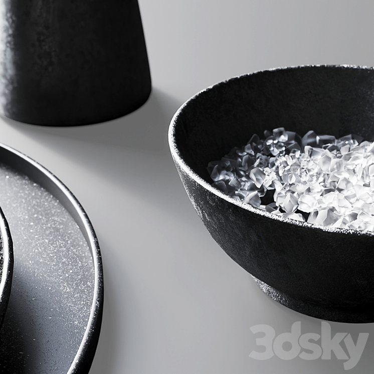Black tableware 3D Model