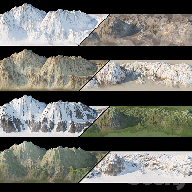 Mountain chain. 8 textures. 3D Model
