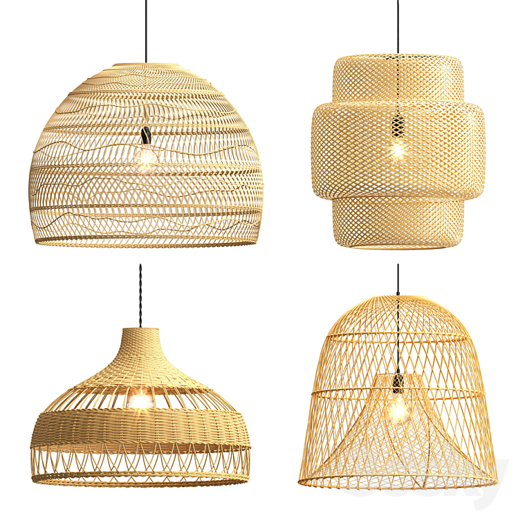 Collection rattan pendant lights 3DS Max - thumbnail 1