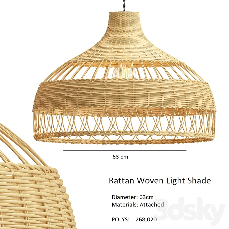 Collection rattan pendant lights 3DS Max - thumbnail 2