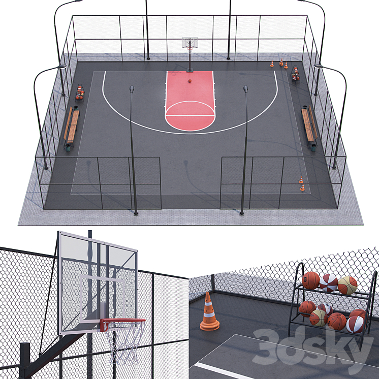 Basketball field 3D Model