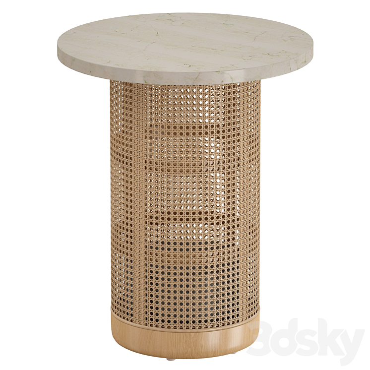 Vernet Travertine Cane End Table (Crate and Barrel) 3DS Max - thumbnail 1