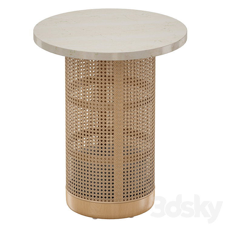 Vernet Travertine Cane End Table (Crate and Barrel) 3DS Max - thumbnail 2