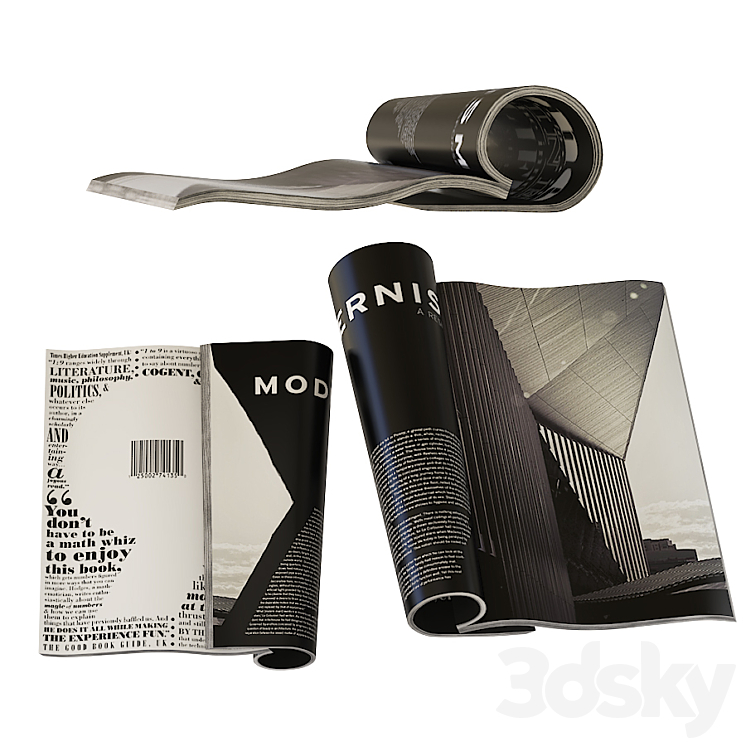 Set of wrapped and open journals 3D Model