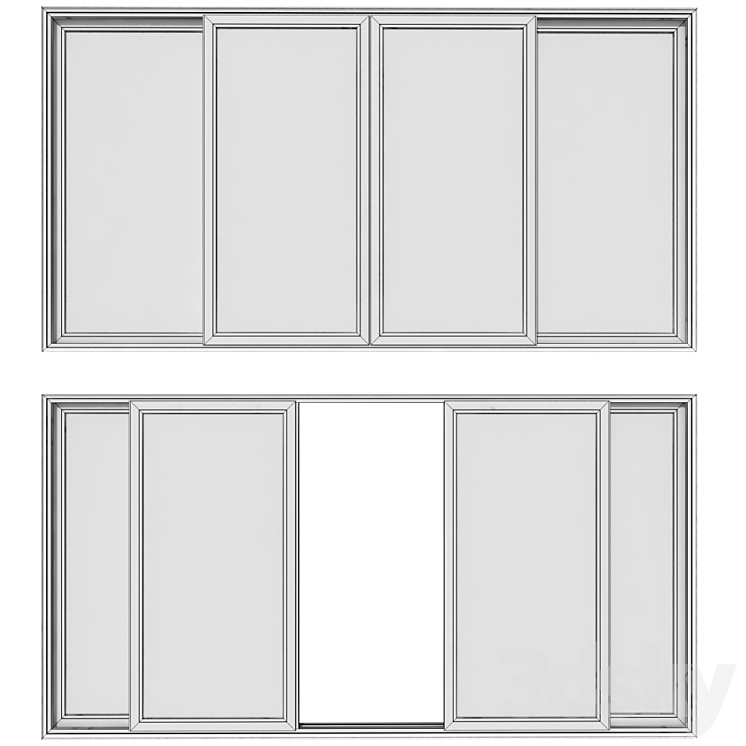 Sliding stained glass wooden doors 3D Model