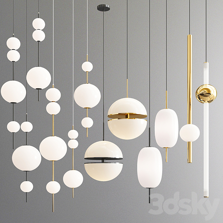 Four hanging lamps 3DS Max - thumbnail 2
