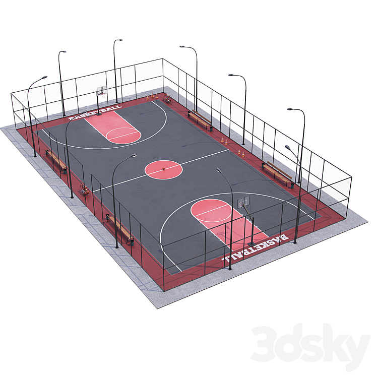 Basketball field 3DS Max - thumbnail 2