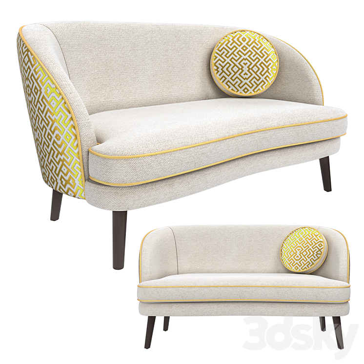 Gertie 2 seater sofa 3DS Max - thumbnail 1