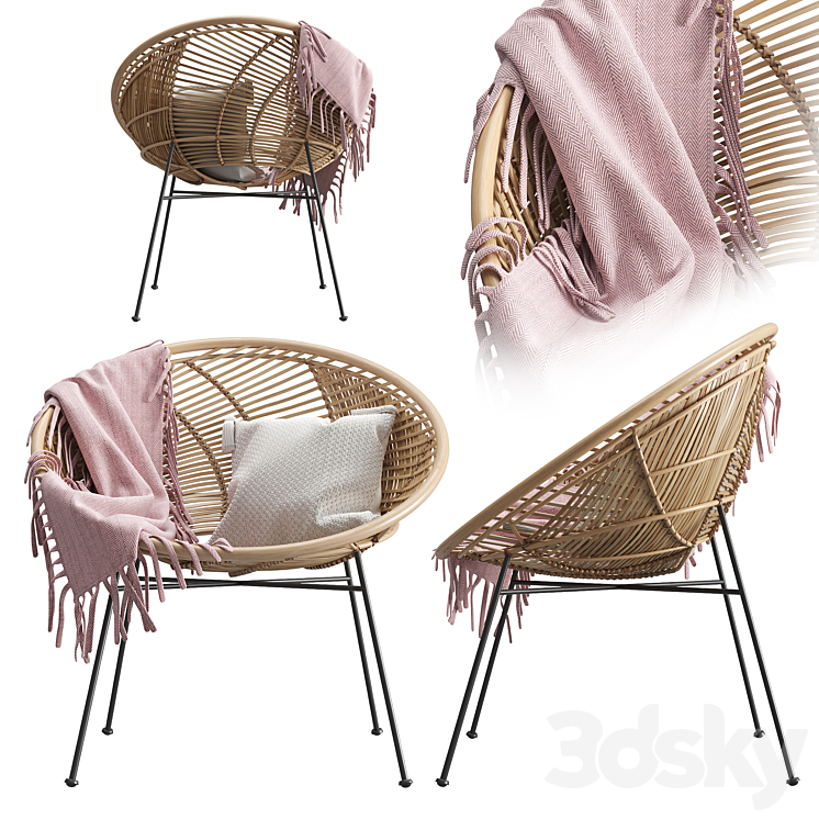 3DS MAX Rattan Lounge Chair HKLiving 3DS Max