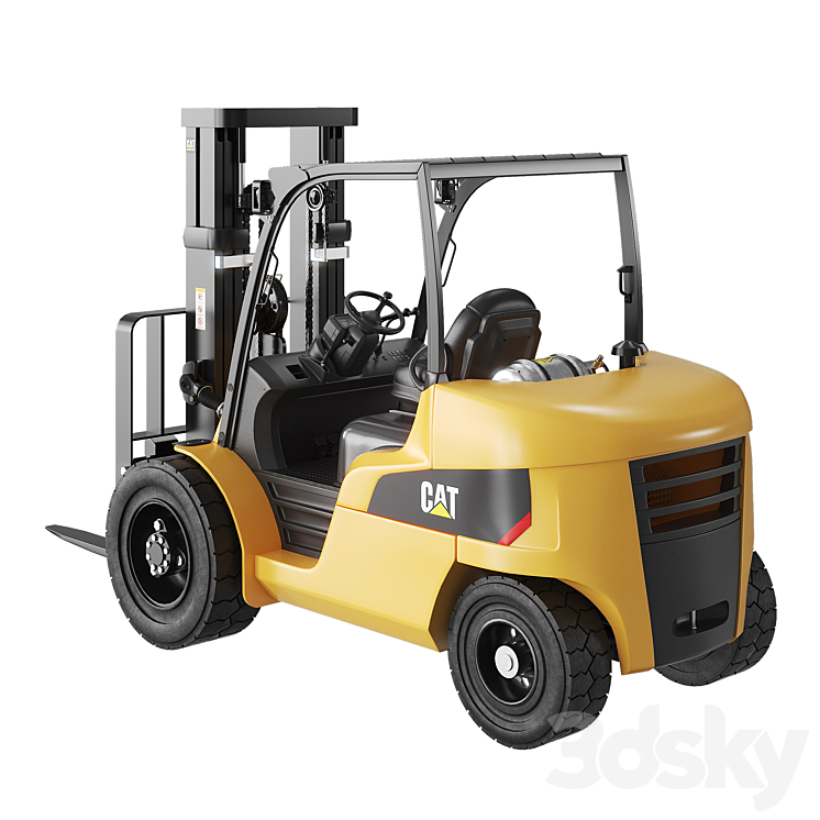 CAT Forklift Manual Loader and Warehouse Carts Kit 3D Model
