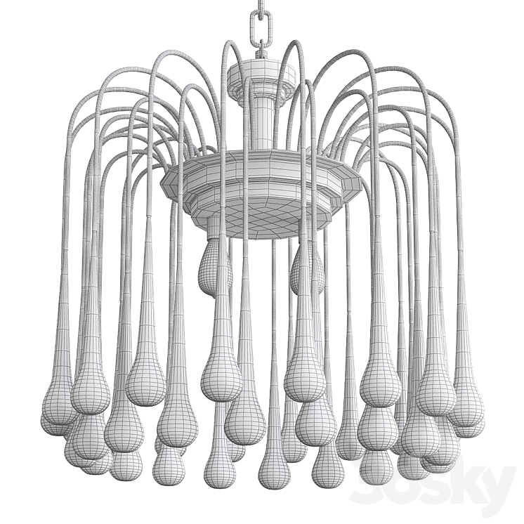 Beveled Murano Glass Teardrop Chandelier 3DS Max - thumbnail 2