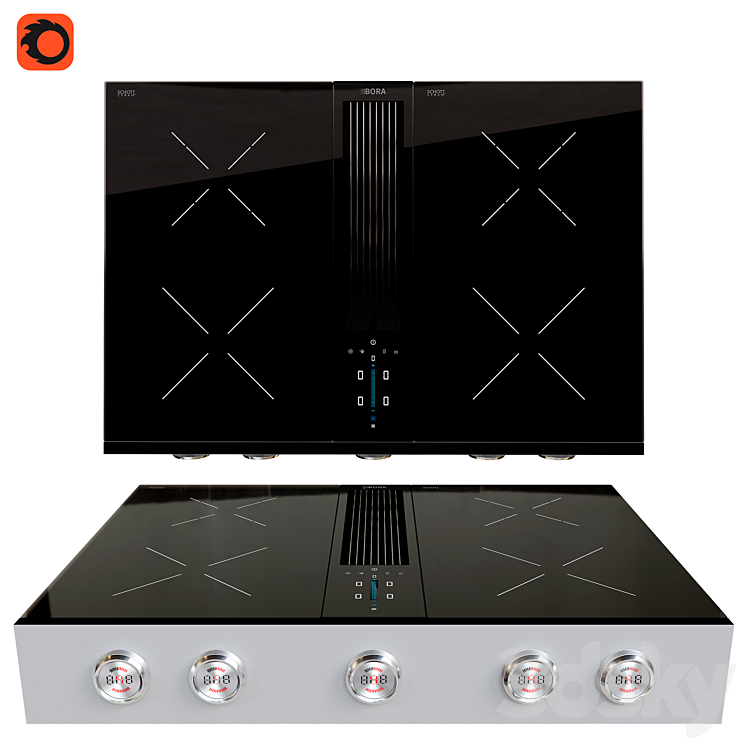 BORA Pro cooktop with integrated cooker hood 3DS Max - thumbnail 1