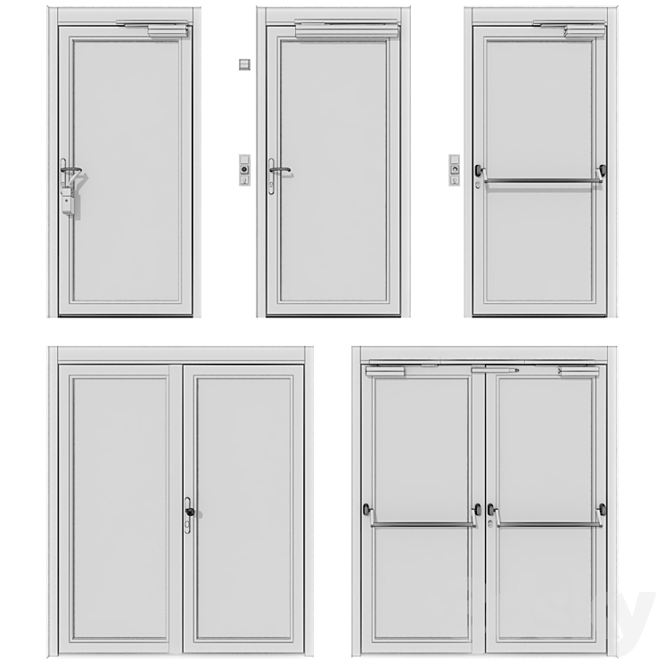 Metal swinging fire doors 3D Model