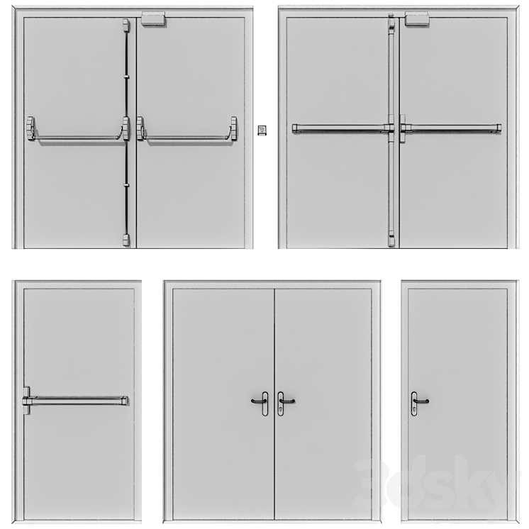 Metal swinging fire doors 3D Model