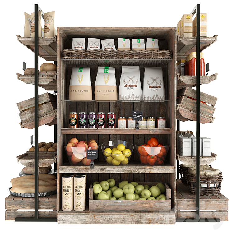 Shelves with products 3D Model
